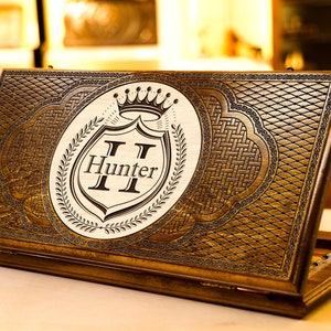 Custom Backgammon Set With Your Text or Logo, Personalized Wood Board Game as Gift for Men, All Sizes, Best Christmas Gift Personalized