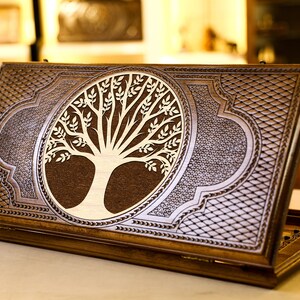 Backgammon Set Tree of Life - Wooden Board Game - Wood Armenian Nardy Handmade