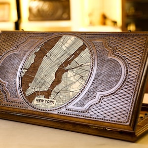 Custom City Map Backgammon Set Personalisiert, Personalisiertes Holz Brettspiel als personalisiertes Geburtstags-Unikat-Geschenk für Männer, kostenloser schneller Versand