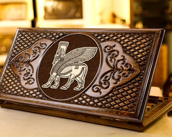 Assyrian Backgammon Set / Unique Luxury Backgammon Set / Personalized Gift / All Sizes / Full Set / Best Assyrian Gift