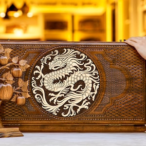 Backgammon Beautiful Dragon / High Quality Personalized Handmade Wooden Nardi / All Sizes / Full Set / Best Christmas Gift for Best Friend