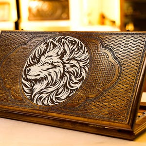 Backgammon Set Wolf, Personalized Armenian Wooden Handmade Nardi, All Sizes, Full Set
