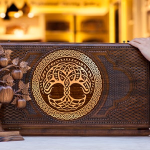 Backgammon Set Tree Of Life / Unieke Exclusieve Houten Backgammon / Gepersonaliseerd Cadeau / Alle Maten / Volledige Set / Gratis Snelle Express Verzending