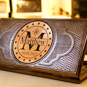 Aangepaste Backgammon Set met uw tekst of logo, gepersonaliseerde houten bordspel als cadeau voor mannen, alle maten, gratis snelle express verzending