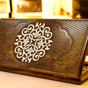 Ornamental Backgammon Set / Armenian Wooden Dice Board Game Handmade / All Sizes / Full Set / Best Personalized Christmas Gift