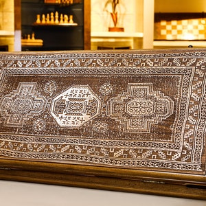 Armenian handmade backgammon set with ornamental Lori Carpet / Unique Armenian Backgammon / All Sizes / Best Wooden Gift for Armenian