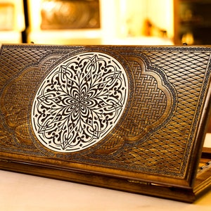 BackgammonSet illusion / Wood Backgammon Set with Checkers Board / Personalized Gift / All Sizes / Full Set