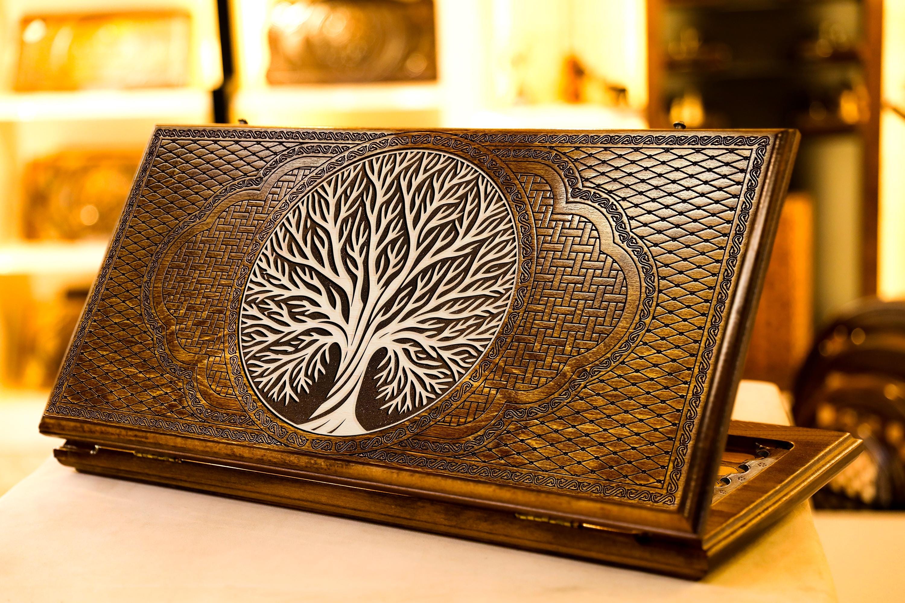 Backgammon Set Tree / Personalized Armenian Wooden Nardi Handmade / All Sizes / Full Set / Best Personalized Christmas Gift for Him