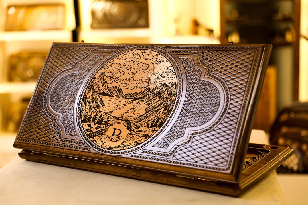 Backgammon Custom Custom Backgammon Set Forest Dream With Your Name / Unique Personalized ...