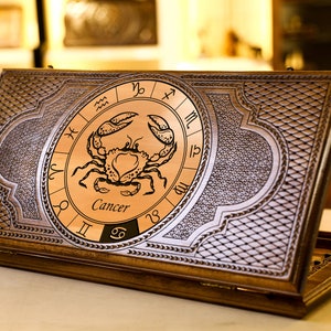 Backgammon Set Kreeft Zodiac Sign / Gepersonaliseerd / Klassieke maten / Volledige set / Gratis snelle Express verzendoptie