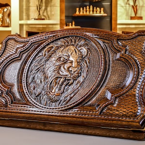 High Quality Wooden Backgammon Set Lion / Handmade Armenian Nardy / Personalized Armenian Nardi / Best Gift idea for Men