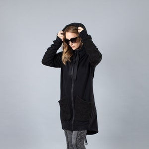 Long Zip Up Hoodie Woman, Outdoor Fleece Jacket, Cyberpunk Jacket Woman, The Weekend Hoodie image 4