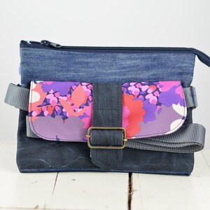 Denim Crossbody Bag, Recycled Denim Bag, Jeans Purse Bag, Small Messenger bag, Bag With Zipper, Jean Clutch, No Waste Bag