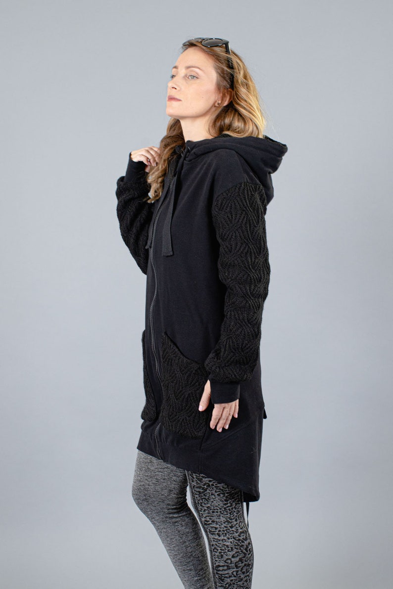 Long Zip Up Hoodie Woman, Outdoor Fleece Jacket, Cyberpunk Jacket Woman, The Weekend Hoodie image 5