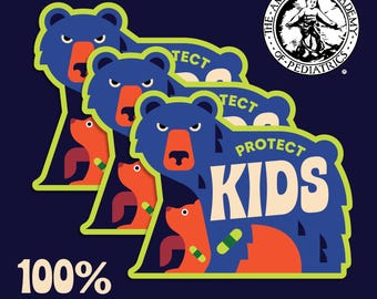 Adesivo "Proteggi i bambini" / 100% donato / Raccolta fondi dell'American Academy of Pediatrics / I vaccini causano danni agli adulti