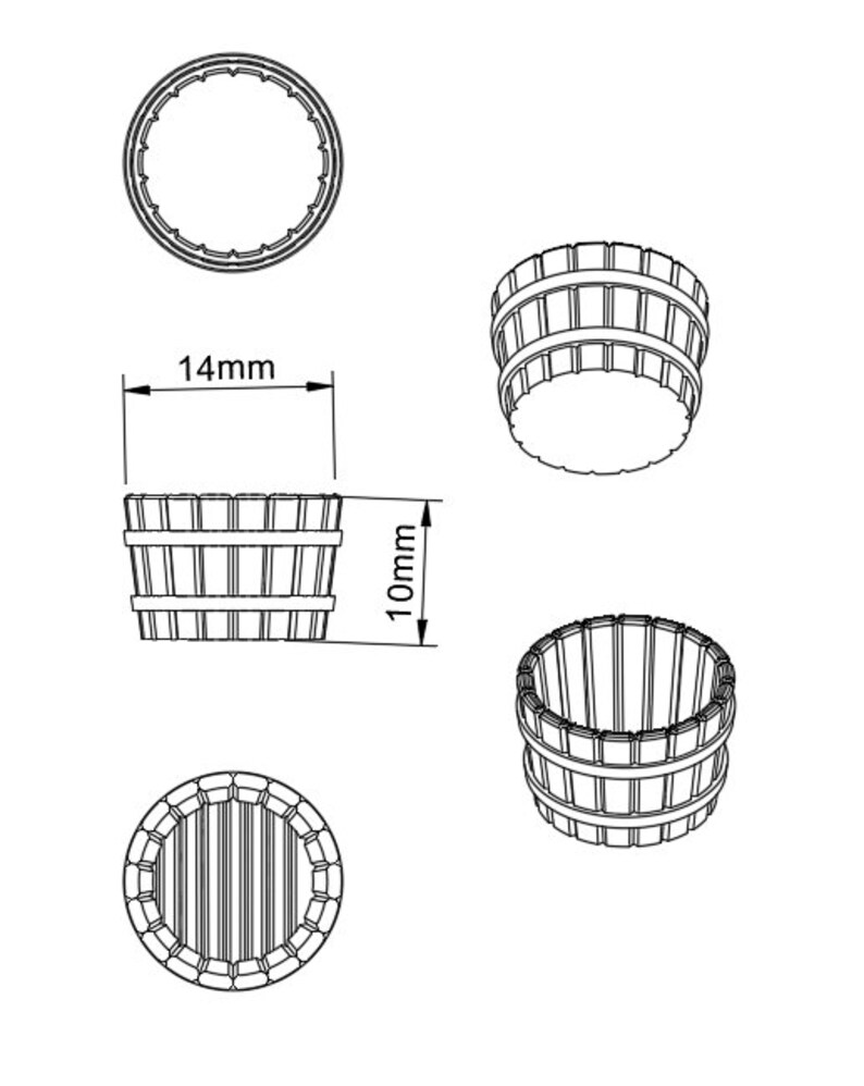 28mm Scale Wooden Bucket of 10 Etsy