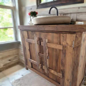 Primitive Bathroom Vanity//Reclaimed wood//Made to Order// Sink not included//FREE SHIPPING          "Customizable item"