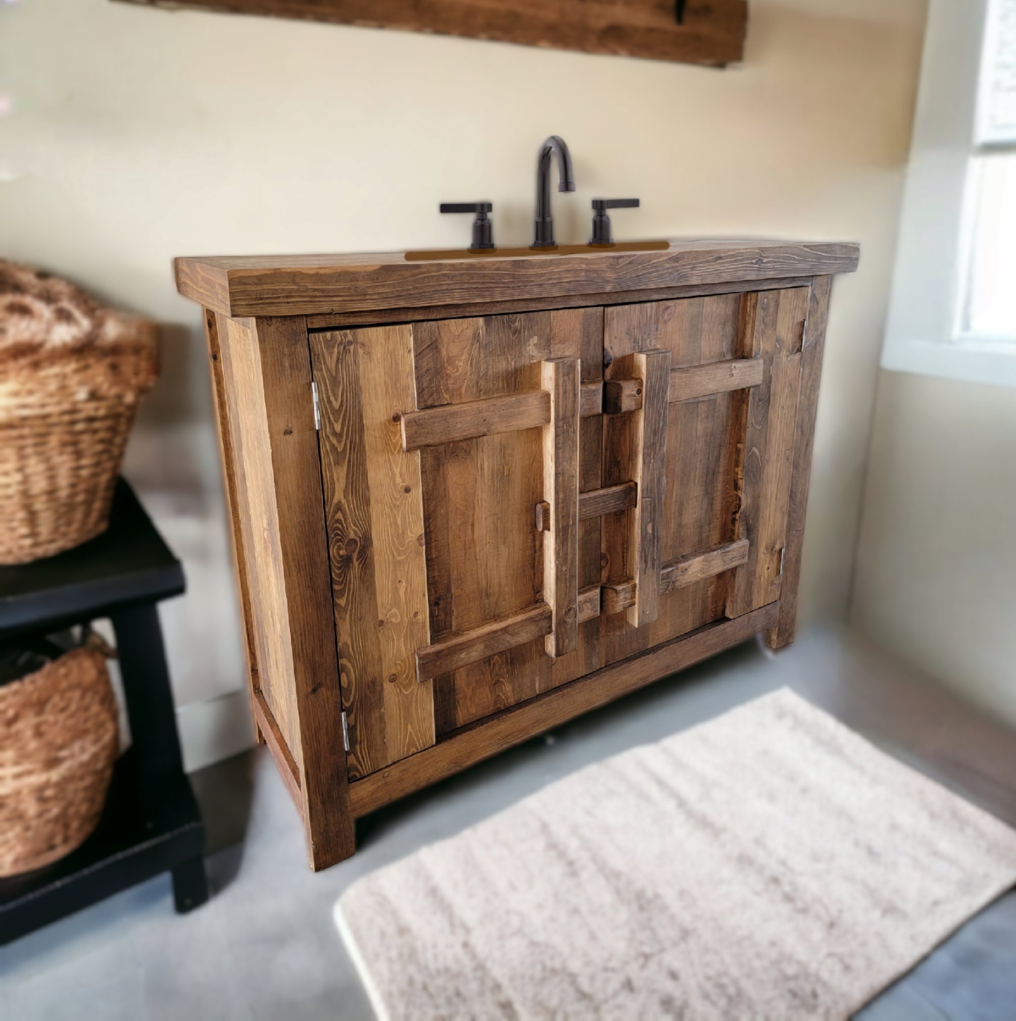 Primitive Bathroom Vanity//reclaimed Wood//made to Order// Sink Not Included//free SHIPPING