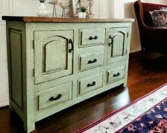 Sage Farmhouse Chic Buffet Table//Credenza//FREE SHIPPING