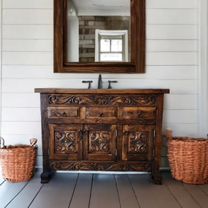 Martica Bathroom Vanity// Old Times Collection//Carved Bathroom vanity//Hand carved//FREE SHIPPING         "Customizable item"