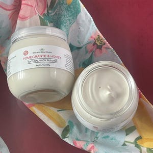 Non-Toxic Pomegranate & Honey Body Lotion / Natural Moisturizer for Dry Skin / Handmade Nourishing Cream / Clean Skincare Gift for Her