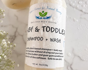 Natural Baby Shampoo & Body Wash: Tear-Free, Shea Butter, Vanilla Scent