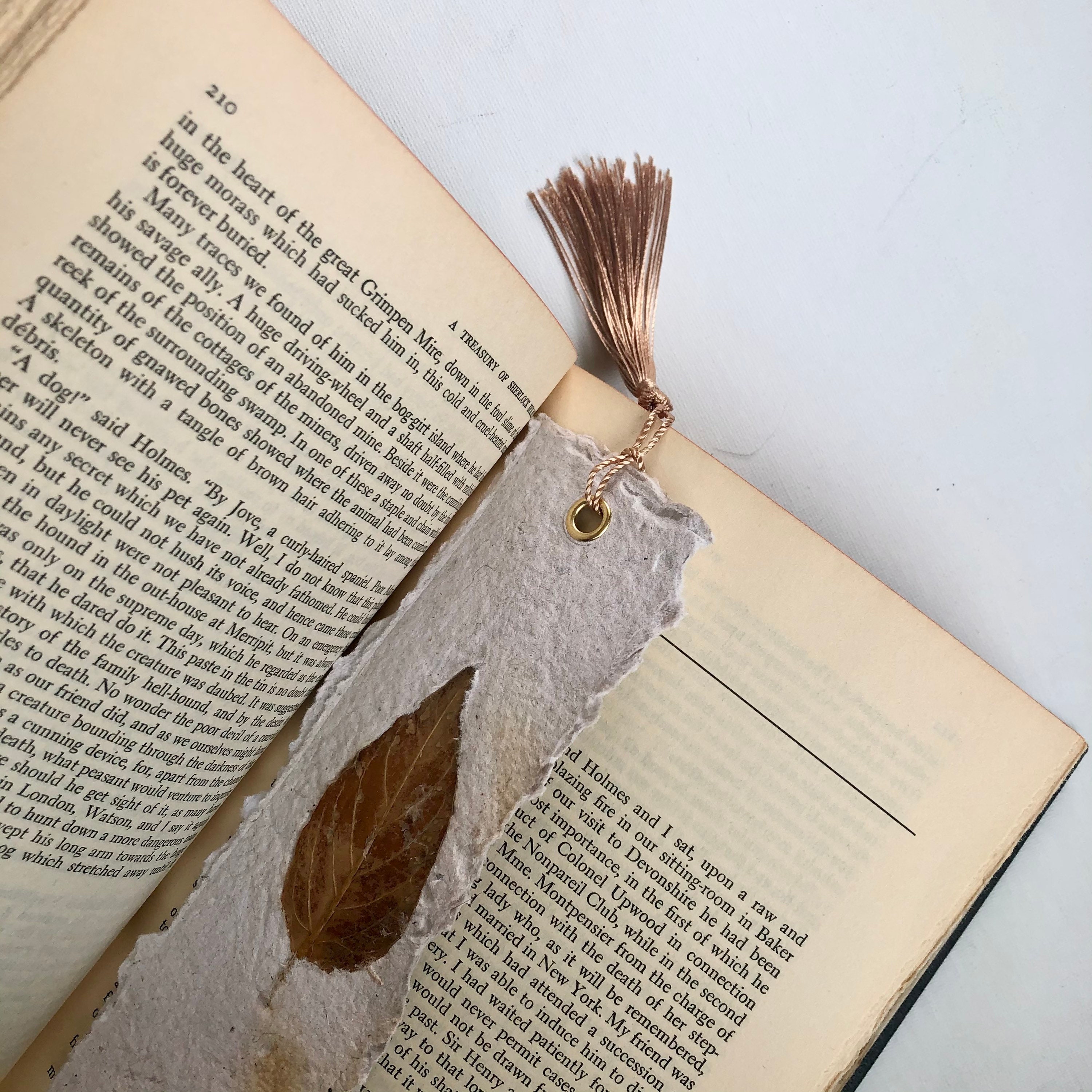 Handmade Paper Bookmark with Pressed Autumn Leaves Deckle Etsy