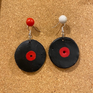 Vinyl Record Clay Earrings 80&#39;s Style Jewelry