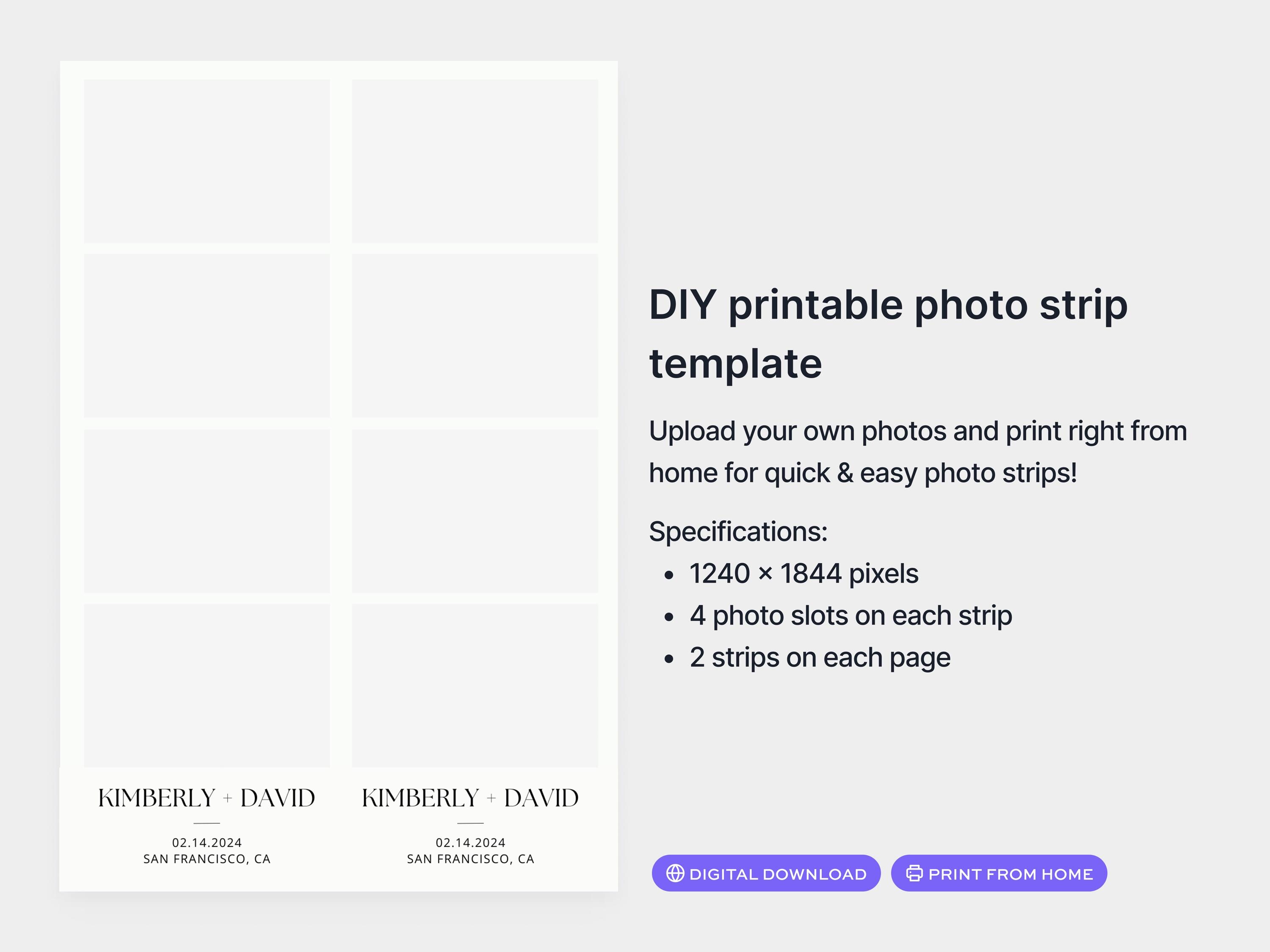 Photo Booth Strip Template, Wedding Photo Booth Overlay, Photo Booth