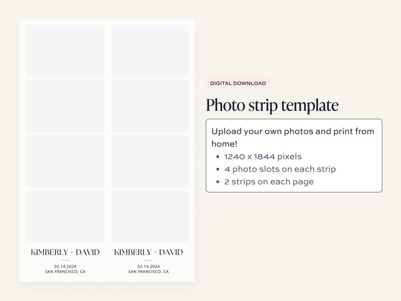 Photo Booth Strip Template, Wedding Photo Booth Overlay, Photo Booth ...