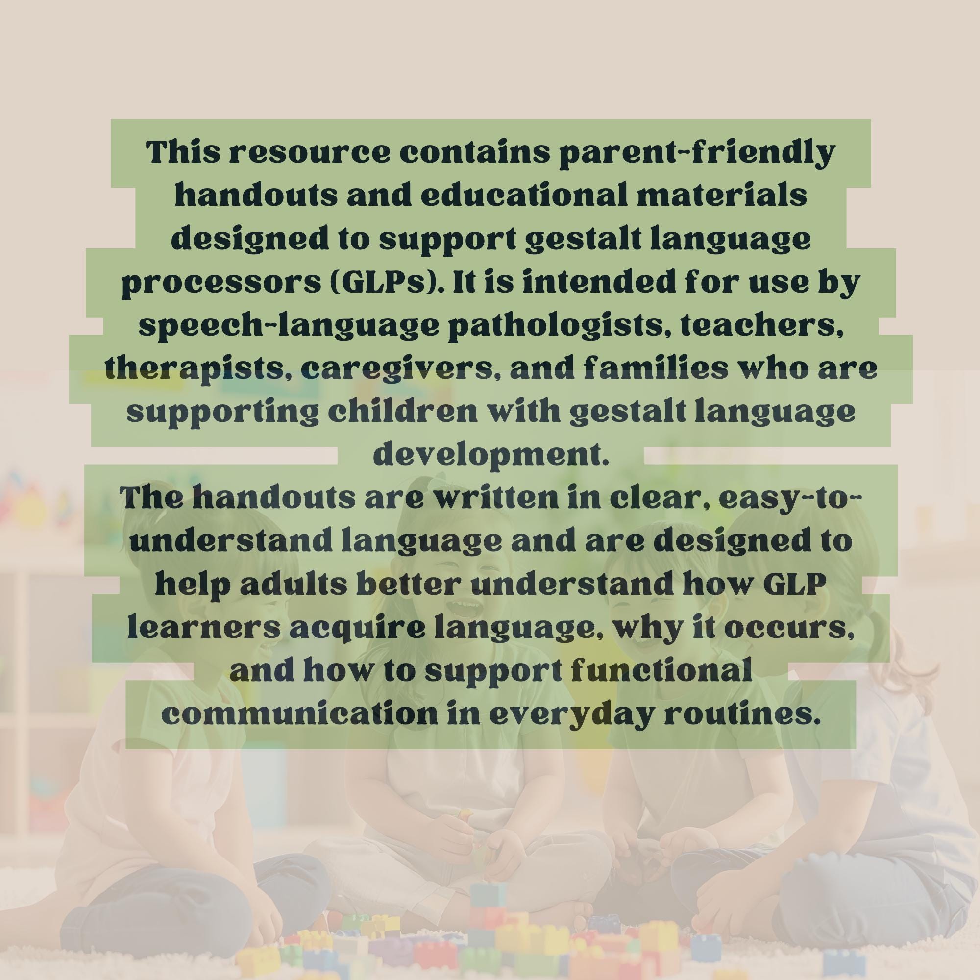 Gestalt Language Processing Parent Education Handouts Speech Therapy - Etsy
