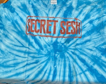 Tie Dye Secret Sesh Tee Shirt Light Blue Adult LG