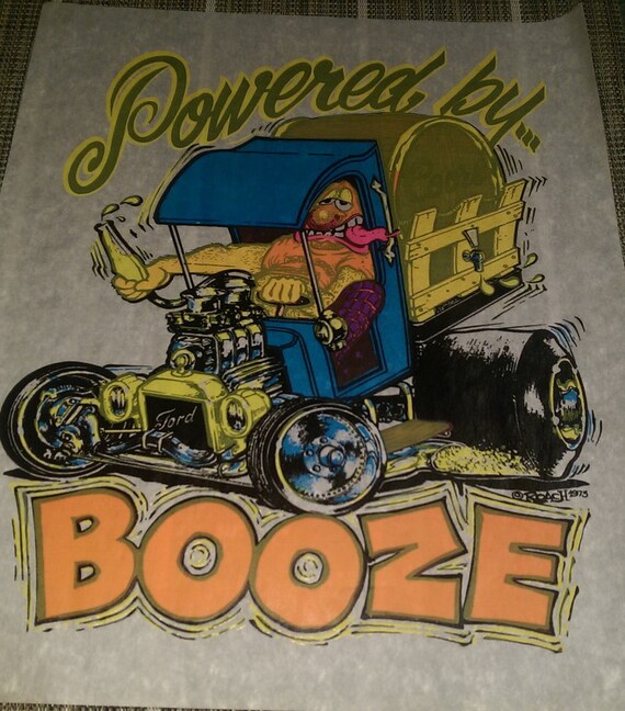 Roach  Vintage  Rare "POWERED BY BOOZE  " Iron-On… - image 2