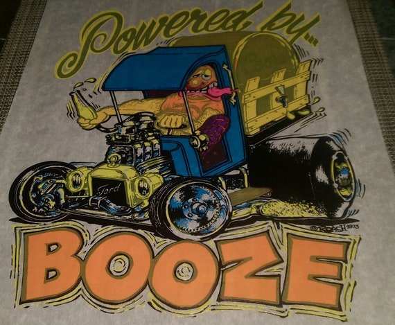 Roach  Vintage  Rare "POWERED BY BOOZE  " Iron-On… - image 1