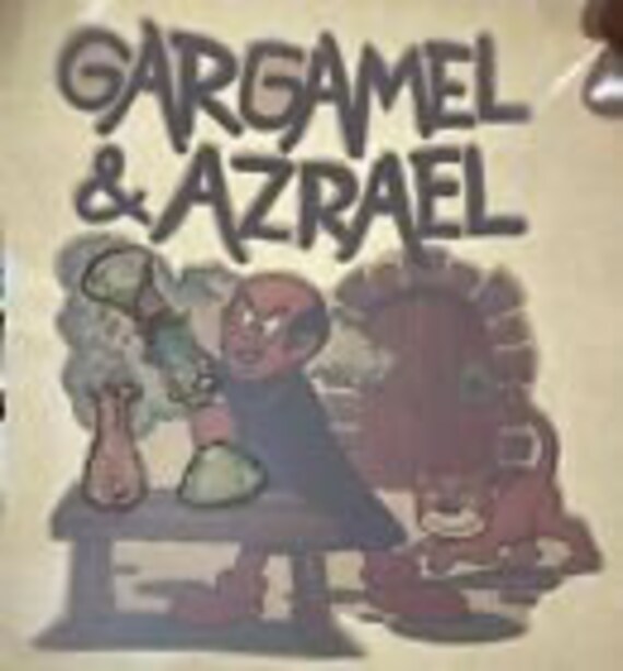 Vintage "GARGAMEL AZRAEL SMURFS Cartoon Glitter Iron On Transfer Rare