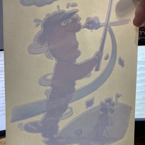 Super Rare Carton Golfer Full Color Heat Transfer 1980's