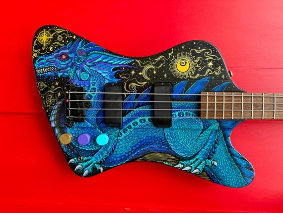Epiphone Thunderbird IV Bass Guitar – Hand-painted Dragon