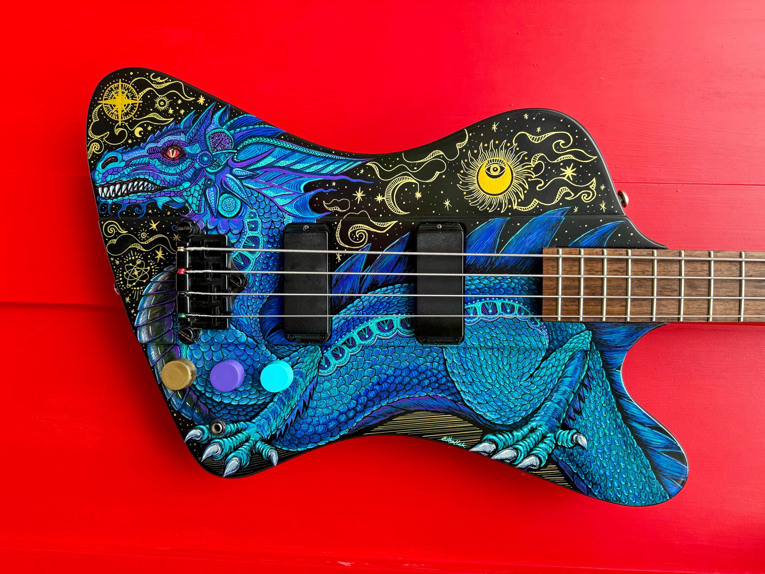 Epiphone Thunderbird IV Bass Guitar – Hand-painted Dragon Artwork
