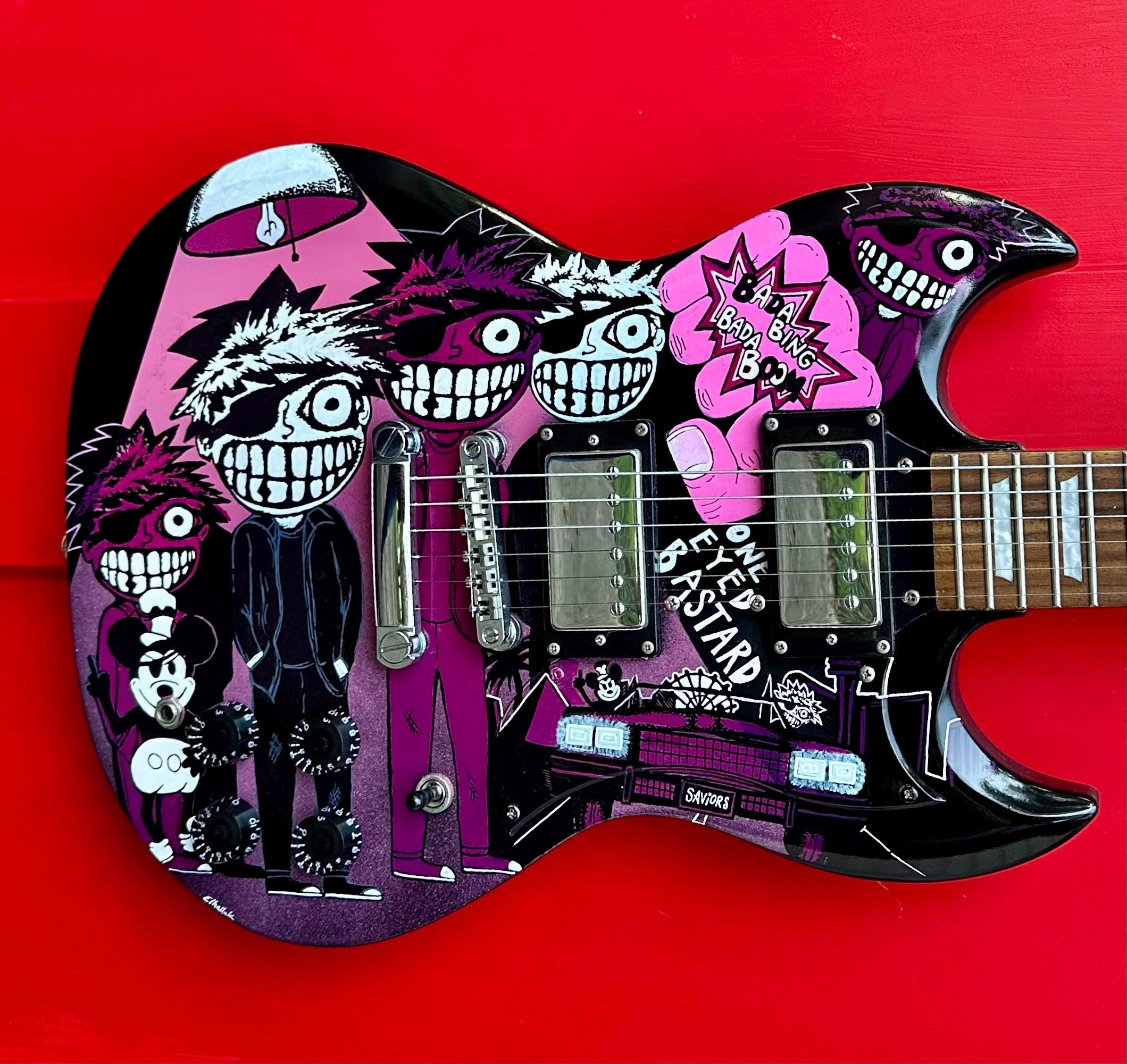 カラフルアートエレキギター SG Custom Hand-painted SG Style Guitar - Inspired by Green Day's 
