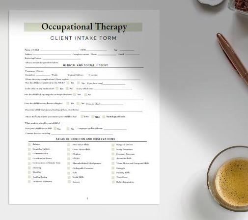 Occupational Therapy Pediatric Intake Form and Evaluation Template - Etsy
