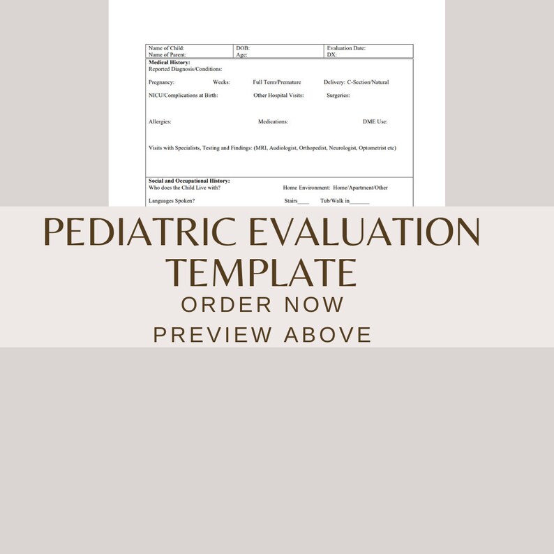Pediatric Occupational Therapy Evaluation Cheat Sheet/chart Review