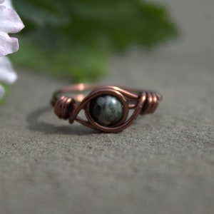 Green Forest Jasper Wire Wrapped Ring
