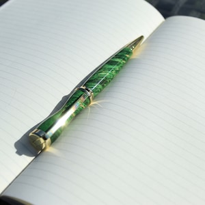 Handmade Green Elder Wood Ballpoint Pen