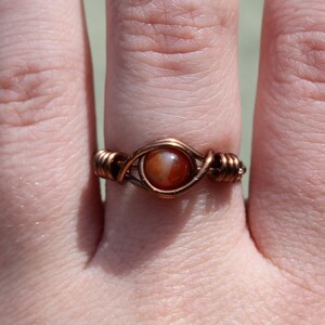 Carnelian Wire Wrapped Ring beautiful, handmade, natural stone ring zdjęcie 5