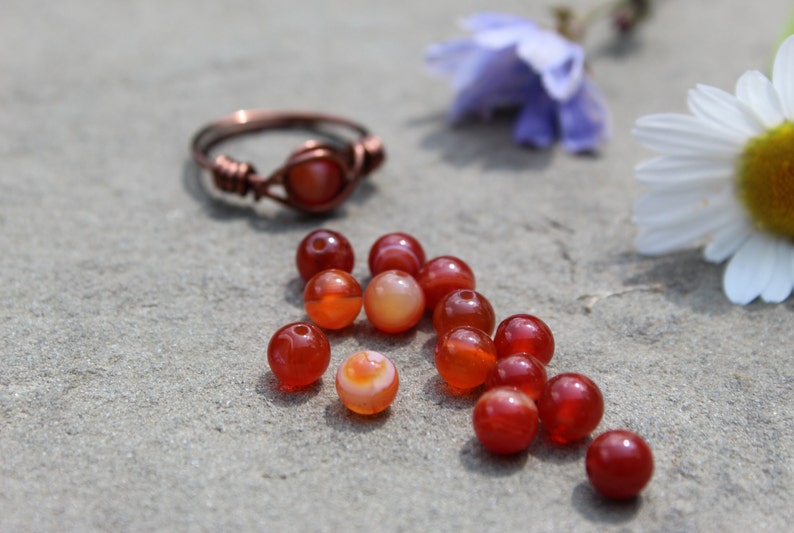 Carnelian Wire Wrapped Ring beautiful, handmade, natural stone ring zdjęcie 8