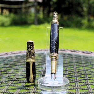 Handmade Black & Gold Marble Fountain Pen