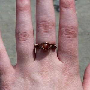 Carnelian Wire Wrapped Ring beautiful, handmade, natural stone ring zdjęcie 6