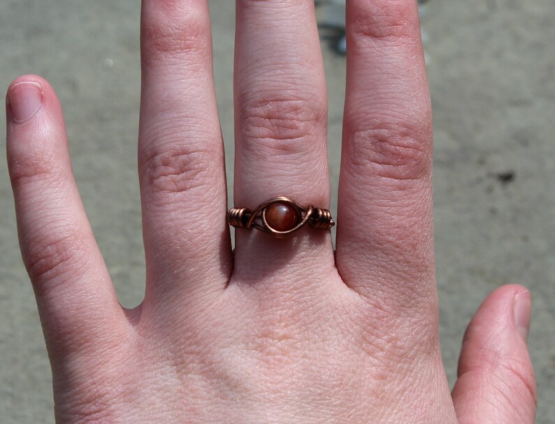 Carnelian Wire Wrapped Ring beautiful, handmade, natural stone ring zdjęcie 6