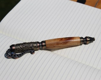 Steampunk-pen | Drijfhouten rollerbal | Gegraveerde gepersonaliseerde pen | Aangepaste pen | Messing | Vintage pen