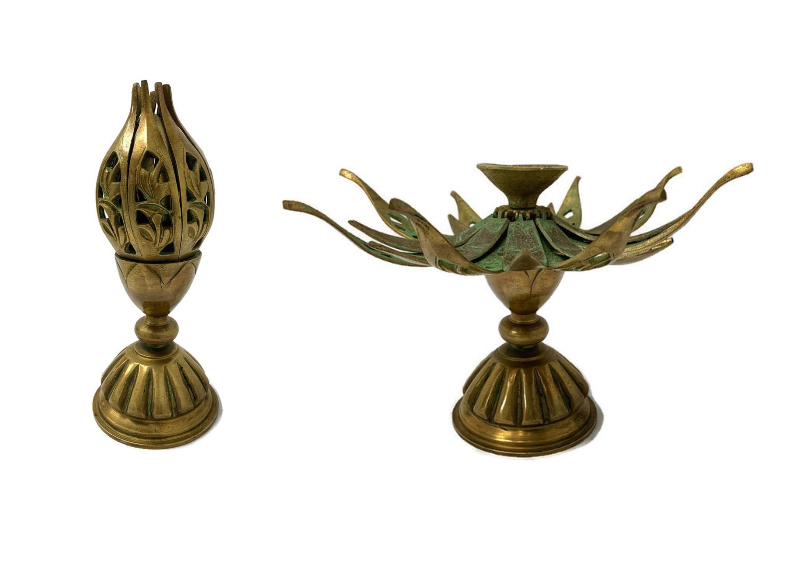 Brass Lotus Incense Holder Brass Blooming Lotus Shaped Dhoop Etsy